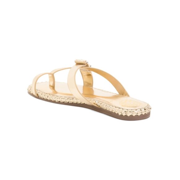 VINCE CAMUTO Gold Leather Kellon Flat Sandals - Picture 2 of 2